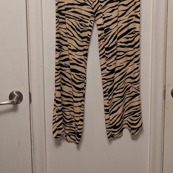 Zara zebra animal print satin pants back slit NWT - Picture 3 of 5